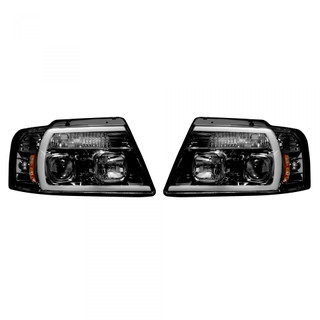 RECON 264198BKC PROJECTOR HEADLIGHTS OLED HALOS & DRL IN SMOKED/BLACK 04-08 FORD F150