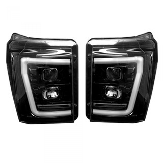 RECON 264272BKC PROJECTOR HEADLIGHTS OLED HALOS & DRL SMOKED/BLACK 11-16 FORD SUPER DUTY F250/350/450/550