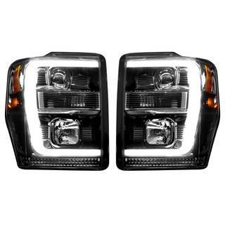 RECON 264111BKHPR PROJECTOR HEADLIGHTS OLED HALOS DRL SMOKED/BLACK 08-10 FORD SUPER DUTY