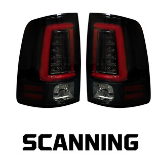 RECON 264336BKS OLED TAIL LIGHTS SCANNING OLED TURN SIGNALS IN SMOKED 13-18 DODGE RAM 1500/2500/3500