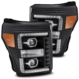 ALPHAREX 880146 11-16 FORD F-350 SD LUXX LED PROJ HEADLIGHTS PLANK STYLE BLACK W/ACTIV LIGHT/SEQ SIGNAL