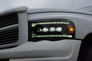 ALPHAREX 880566 03-05 Dodge Ram 1500/2500/3500 NOVA LED PROJ HEADLIGHTS ALPHA BLACK W/ACTIV LIGHT/SEQ SIGNAL