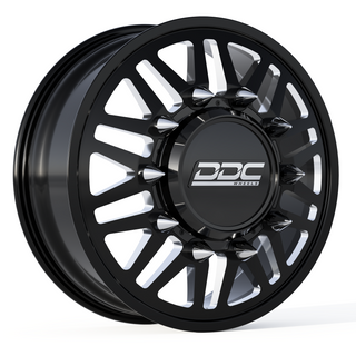 DDC WHEELS 01BM-225-28-12 AFTERMATH DUALLY WHEEL SET - BLACK/MILLED 22 X 8.25 (10 X 225 BOLT PATTERN) 2015-2024 FORD F-450 DRW 2005-2010 FORD F-450 DRW 2008-2024 DODGE RAM 4500 DRW