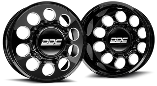 DDC WHEELS 03BM-210-08-12 THE HOLE DUALLY WHEEL SET - BLACK/MILLED 20 X 8.50 (8 X 210 BOLT PATTERN) 2011-2022 GM SILVERADO/SIERRA 3500HD DRW