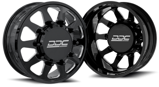 DDC WHEELS 22BM-22-225 THE TEN FORGED DUALLY WHEEL SET - BLACK/MILLED 22 X 8.25 (10 X 225 BOLT PATTERN) 2005-2010 FORD F-450/F-550 2015-2023 DODGE RAM 4500/5500