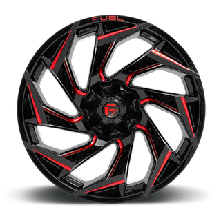 FUEL D75518901750 ALUMINUM WHEELS 18X9 REACTION D755 8 ON 170 GLOSS BLACK MILLED RED TINT 125.1 BORE 1 OFFSET