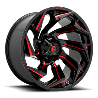 FUEL D75518901750 ALUMINUM WHEELS 18X9 REACTION D755 8 ON 170 GLOSS BLACK MILLED RED TINT 125.1 BORE 1 OFFSET