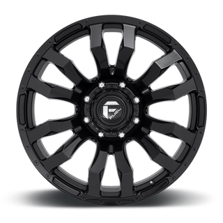 FUEL D67518908257 ALUMINUM WHEELS 18X9 BLITZ D675 8 ON 165.1 GLOSS BLACK 125.1 BORE 20 OFFSET MULTI SPOKE