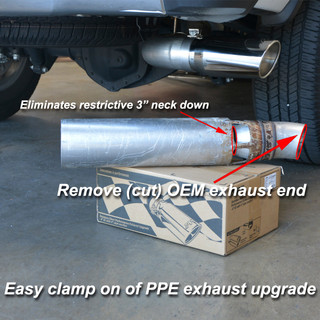 PPE 117020100 2007-2019 GM 6.6L DURAMAX 304 STAINLESS STEEL FOUR INCH PERFORMANCE EXHAUST UPGRADE POLISHED