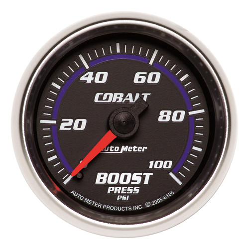 AUTOMETER 6106 2-1/16" BOOST, 0-100 PSI, MECHANICAL, COBALT UNIVERSAL