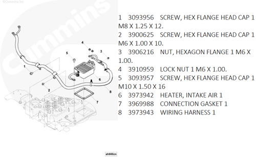 CUMMINS 3900625 OEM HEX FLANGE HEAD CAP SCREW – INTAKE AIR HEATER HARNESS BOLT – RAM 5.9L/6.7L (2003–2013)