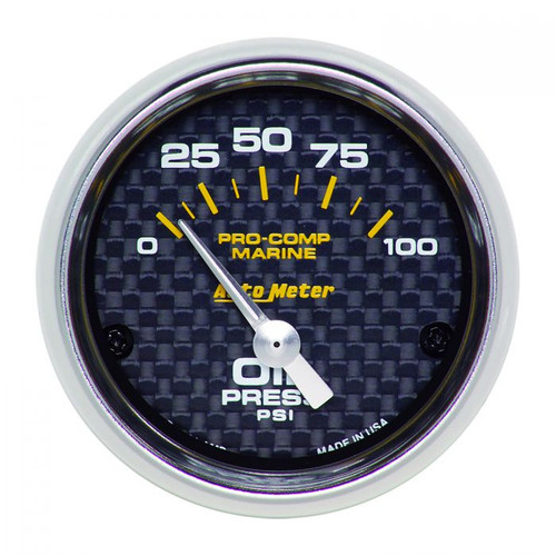 AUTOMETER 200758-40 OIL PRESSURE GAUGE 2 1/16" 100 PSI ELECTRIC MARINE CARBON FIBER
