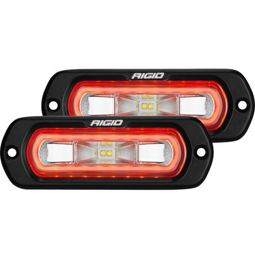 RIGID INDUSTRIES 53222 SR-L SERIES OFF-ROAD SPREADER POD 3 WIRE FLUSH MOUNT WITH RED HALO PAIR