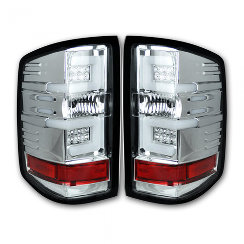 RECON 264297CL CHROME OLED TAIL LIGHTS FOR 2016-2018 CHEVY SILVERADO 1500 | 2016-2019 SILVERADO 2500/3500HD