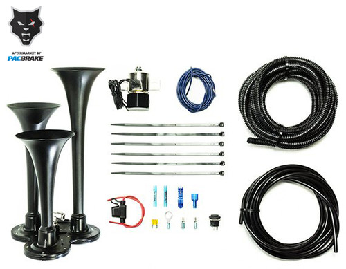 PACBRAKE HP10235 BASIC TRIO AIR HORN FOR ONBOARD AIR CAST ZINC ALLOY/STAINLESS STEEL CHROME