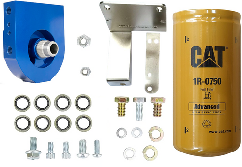CPP FUEL FILTER ADAPTER WITH CAT 1R-0750 FILTER FOR 04.5-07 DODGE RAM WITH CUMMINS ENGINE CPP FUEL FILTER ADAPTER WITH CAT 1R-0750 FILTER FOR 04.5-07 DODGE RAM WITH CUMMINS ENGINE