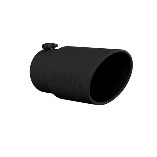 MBRP T5075BLK 5"-6" BLACK ANGLED ROLLED END SINGLE WALL TIP — UNIVERSAL, 6" O.D., 12" LENGTH, 5" INLET