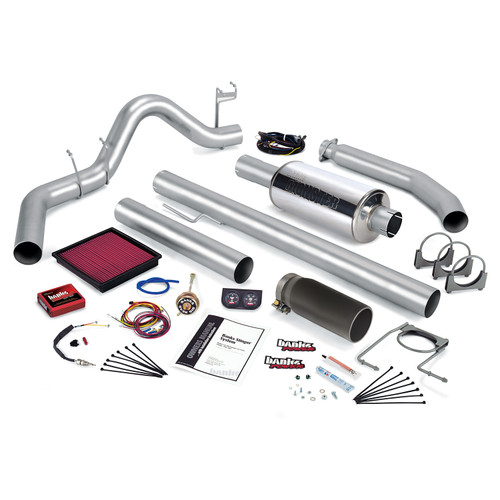 BANKS POWER 49363-B STINGER BUNDLE POWER SYSTEM W/SINGLE EXIT EXHAUST-BLACK TIP (STANDARD CAB) FOR 98 DODGE RAM WITH 5.9L CUMMINS BANKS POWER 49363-B STINGER BUNDLE POWER SYSTEM W/SINGLE EXIT EXHAUST-BLACK TIP (STANDARD CAB) FOR 98 DODGE RAM WITH 5.9L CUMMINS
