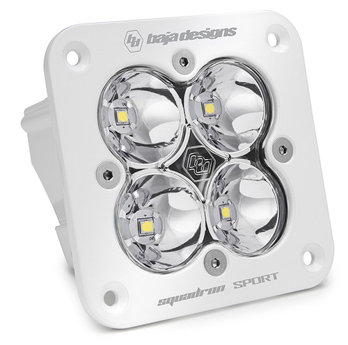 BAJA DESIGNS 551001WT SQUADRON SPOT PATTERN WHITE SPORT FLUSH MOUNT LED LIGHT POD - CLEAR