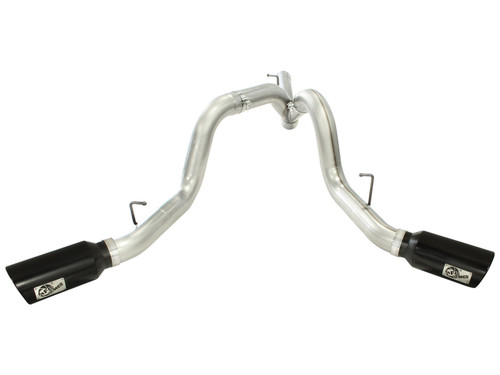 AFE 49-44043-B LARGE BORE-HD 4" 409 STAINLESS STEEL DPF-BACK EXHAUST SYSTEM BLACK TIPS FOR 11-16 GM DURAMAX 6.6L