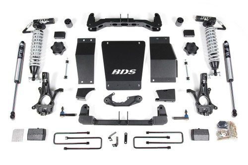 BDS SUSPENSION BDS713FDSC 4 INCH LIFT KIT FOX 2.5 COIL-OVER SILVERADO/SIERRA 1500 14-18 4WD BLOCK KIT ALUMINUM / STAMPED STEEL CONTROL ARM FOX 2.5 PERFORMANCE SHOCKS