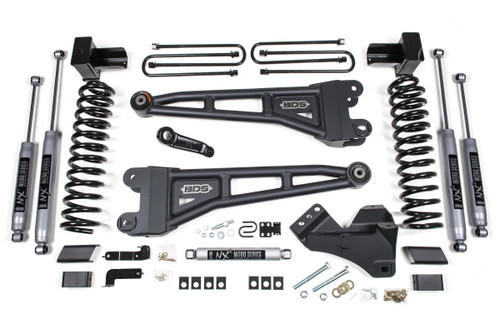 BDS SUSPENSION BDS2203H 5 INCH LIFT KIT W/ RADIUS ARM FORD F250/F350 SUPER DUTY 23-24 4WD DIESEL 5 INCH BLOCK WITH 3 LEAF MAIN NX2 NITRO