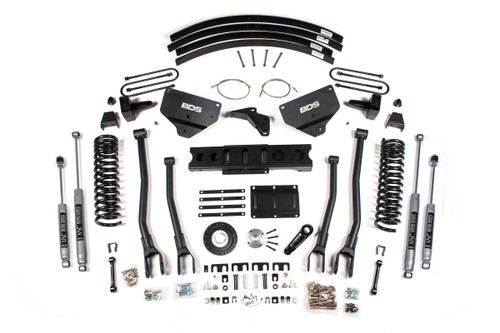 BDS SUSPENSION BDS1625FS 8 INCH LIFT KIT W/ 4-LINK RAM 3500 13-18 4WD DIESEL 5 INCH BLOCK ADD A LEAF 6 BOLT INDEXING RING FOX 2.0 PERFORMANCE SHOCKS
