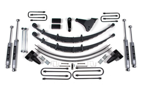 BDS SUSPENSION BDS1301H 6 INCH LIFT KIT FORD F250/F350 SUPER DUTY 99-04 4WD RADIUS U BOLT BLOCK KIT WITH FACTORY OVERLOAD W/NX2 NITRO SHOCKS