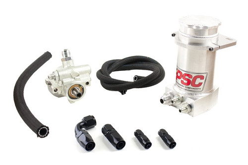 PSC PK1100XH PRO TOURING TYPE II POWER STEERING PUMP AND BRUSHED ALUMINUM HYDROBOOST REMOTE RESERVOIR KIT FOR STEERING GEARBOX APPLICATIONS PSC PK1100XH PRO TOURING TYPE II POWER STEERING PUMP AND BRUSHED ALUMINUM HYDROBOOST REMOTE RESERVOIR KIT FOR STEERING GEARBOX APPLICATIONS