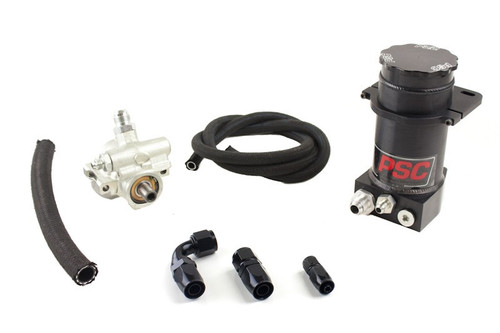 PSC PK1150X-A PRO TOURING TYPE II POWER STEERING PUMP AND BLACK ANODIZED REMOTE RESERVOIR KIT FOR RACK AND PINION APPLICATIONS PSC PK1150X-A PRO TOURING TYPE II POWER STEERING PUMP AND BLACK ANODIZED REMOTE RESERVOIR KIT FOR RACK AND PINION APPLICATIONS