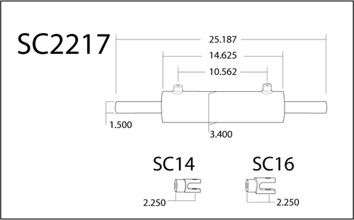 PSC SC2217K1 DOUBLE ENDED XD STEERING CYLINDER KIT FOR FULL HYDRAULIC STEERING SYSTEMS, 3.0 INCH X 9.0 INCH X 1.50 INCH ROD