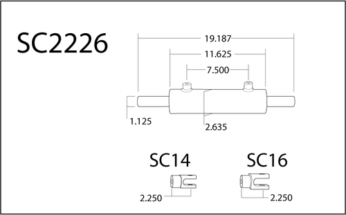PSC SC2226K DOUBLE ENDED XD STEERING CYLINDER KIT FOR FULL HYDRAULIC STEERING SYSTEMS, 2.25 INCH X 6.0 INCH X 1.125 INCH ROD