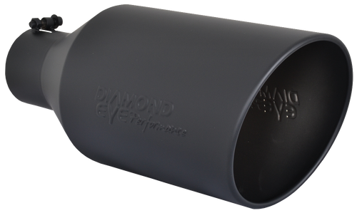 DIAMOND EYE 5718BRA-DEBK EXHAUST TIP ROLLED ANGLE CUT 5 INCH ID X 7 INCH OD X 18 INCH LONG BLACK POWDER COAT