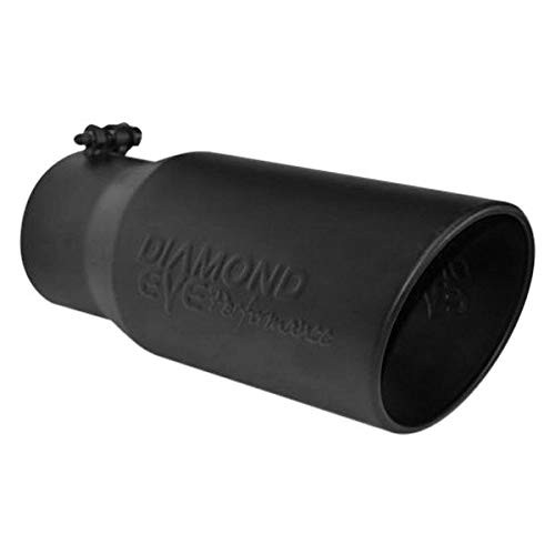 DIAMOND EYE 5612BAC-DE EXHAUST PIPE TIP 5 INCH INLET X 6 INCH OUTLET X 12 INCH VENTED ROLLED ANGLE BLACK