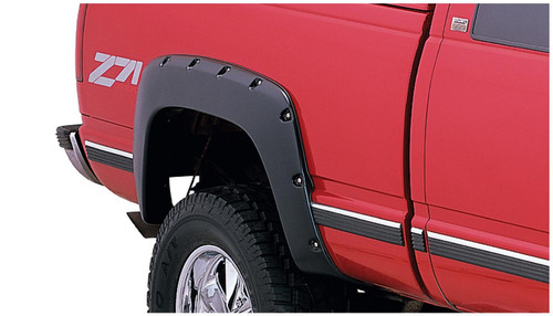 BUSHWACKER 40062-02 BLACK POCKET/RIVET STYLE SMOOTH FINISH REAR FENDER FLARES FOR 1988-1999 CHEVROLET C/K 1500, R2500 1992-1994 BLAZER 1997-1999 TAHOE