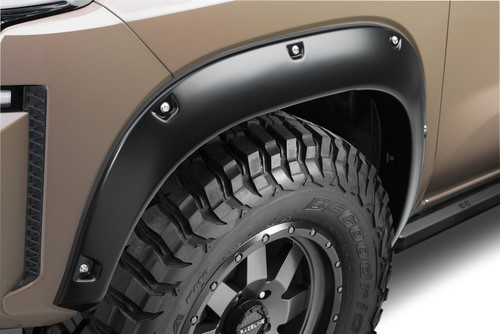 BUSHWACKER 70021-02 BLACK POCKET/RIVET STYLE SMOOTH FINISH FRONT FENDER FLARES FOR 22-26 NISSAN FRONTIER