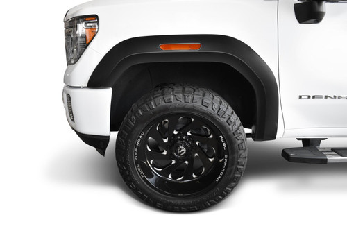 BUSHWACKER 40988-02 BLACK EXTENDAFENDER STYLE SMOOTH FINISH 4-PIECE FENDER FLARE SET FOR 2020-2026 GMC SIERRA 2500 HD/3500 HD