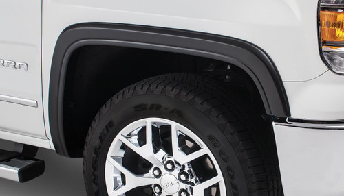 BUSHWACKER 40973-02 BLACK OE STYLE SMOOTH FINISH 4-PIECE FENDER FLARE SET FOR 2016-2018 GMC SIERRA 1500 FITS 69.3 INCH BED
