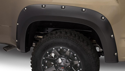 BUSHWACKER 40142-02 BLACK POCKET/RIVET STYLE SMOOTH FINISH REAR FENDER FLARES FOR 2015-2020 GMC CANYON W/61.2 INCH BED
