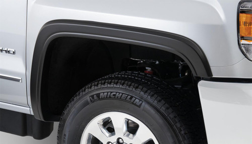 BUSHWACKER 40129-02 BLACK OE STYLE SMOOTH FINISH FRONT FENDER FLARES FOR 2015-2018 GMC SIERRA 2500 HD/3500 HD