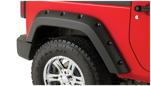 BUSHWACKER 40096-02 BLACK POCKET/RIVET STYLE SMOOTH FINISH REAR FENDER FLARES FOR 2003-2006 AVALANCHE 1500 W/O BODY CLADDING