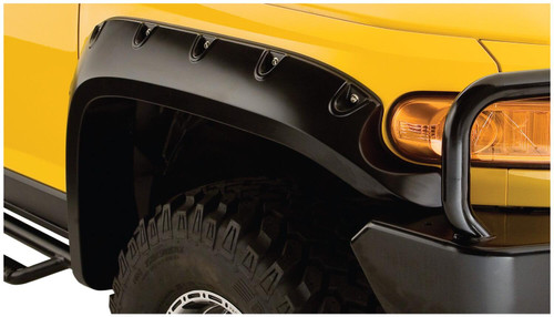 BUSHWACKER 31922-02 BLACK POCKET/RIVET STYLE SMOOTH FINISH 4-PIECE FENDER FLARE SET FOR 2007-2014 TOYOTA FJ CRUISER