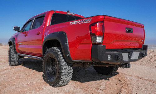 BUSHWACKER 30053-02 BLACK POCKET/RIVET STYLE SMOOTH FINISH FRONT FENDER FLARES FOR 22-26 TOYOTA TUNDRA