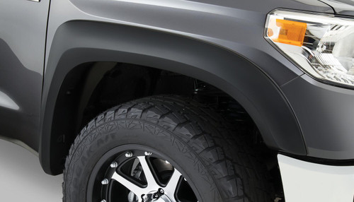 BUSHWACKER 30041-02 BLACK EXTENDAFENDER STYLE SMOOTH FINISH FRONT FENDER FLARES FOR 2014-2021 TOYOTA TUNDRA