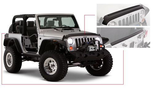BUSHWACKER 14013 BLACK TRAIL ARMOR HOOD AND TAILGATE PROTECTOR SET FOR 2007-2018 JEEP WRANGLER JK