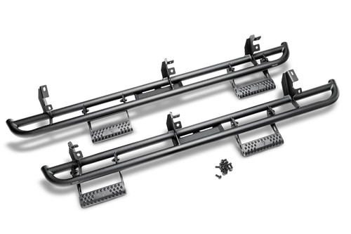 N-FAB J074RKRS4 RKR STEP SYSTEM FULL LENGTH (1 STEP MOUNT/1 STEP PER SIDE) 1.75 INCH RAILS 2007-2018 JEEP WRANGLER JK 4-DOOR TEXTURED BLACK