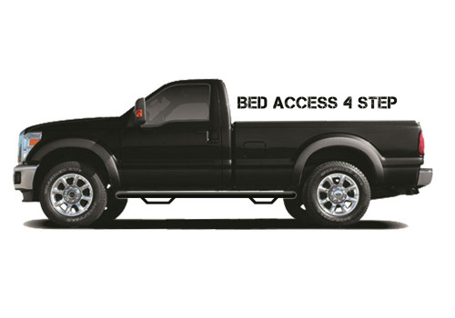 N-FAB F1777RC-4 NERF STEP BAR WHEEL-TO-WHEEL WITH BED ACCESS (2 STEPS PER SIDE) 3 INCH MAIN TUBE DIAMETER 2017-2026 FORD F-250/F-350/F-450 8 FOOT BED REGULAR CAB GLOSS BLACK