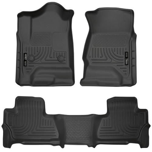 HUSKY LINERS 99211 WEATHERBEATER FRONT & 2ND SEAT FLOOR LINERS FOR 2015-2020 SUBURBAN, YUKON XL BLACK