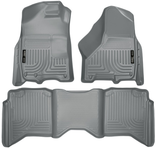 HUSKY LINERS 99002 WEATHERBEATER FRONT & 2ND SEAT FLOOR LINERS FOR 2009-2024 RAM 1500/2500/3500 GREY