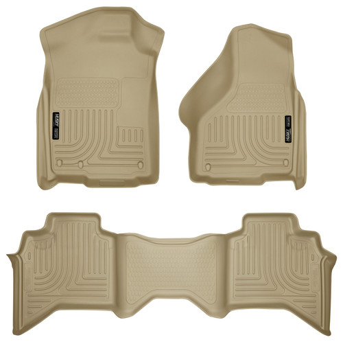 HUSKY LINERS 98033 WEATHERBEATER FRONT & 2ND SEAT FLOOR LINERS FOR 2002-2009 RAM 1500/2500/3500 TAN